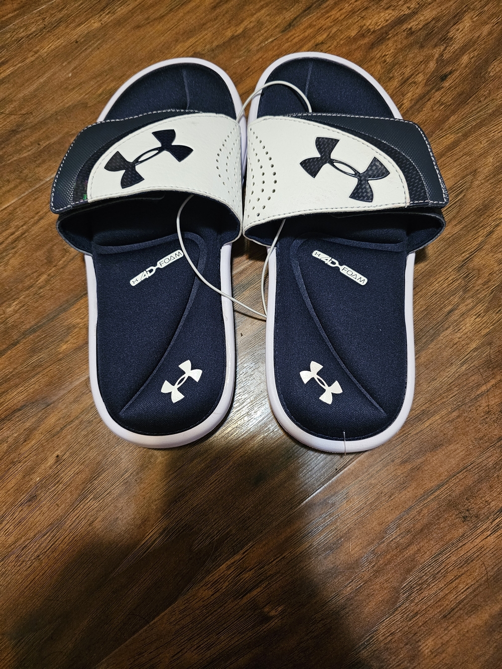 Under Armour Navy and White Kids Slide Sandals